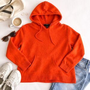 VTG Venezia Y2K Lambswool Orange Hoodie Sweater with pocket, sz L-XL Scandi Girl